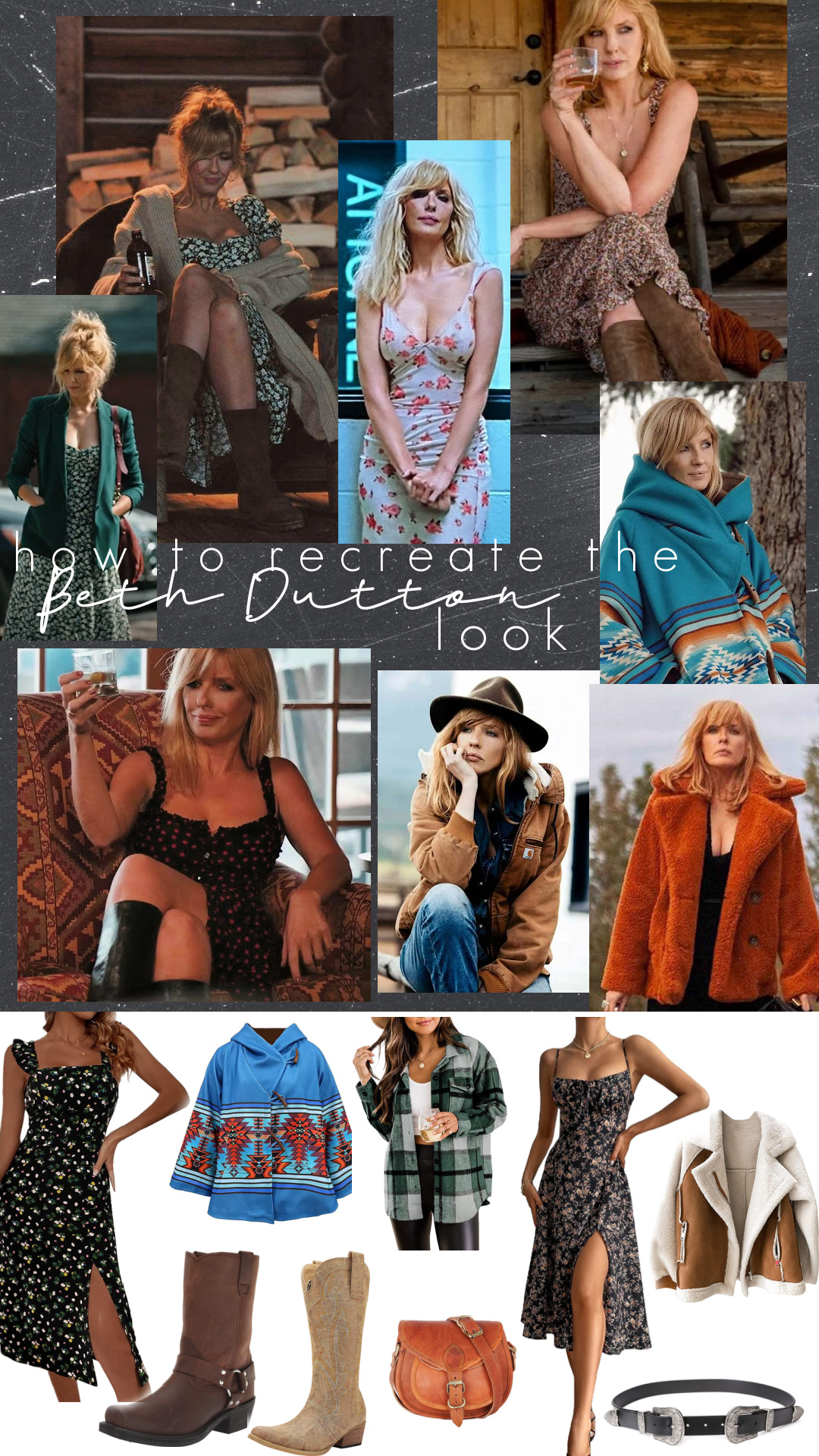 Beth Dutton Outfits Collage