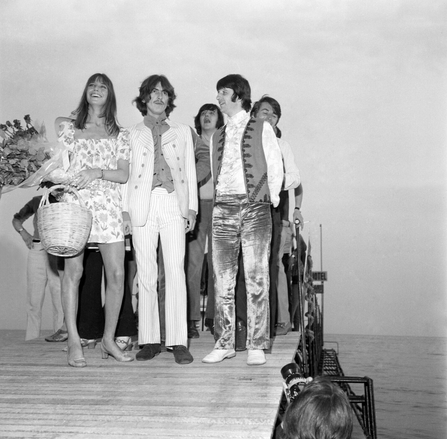 Jane Birkin with Ringo Star and George Harrison