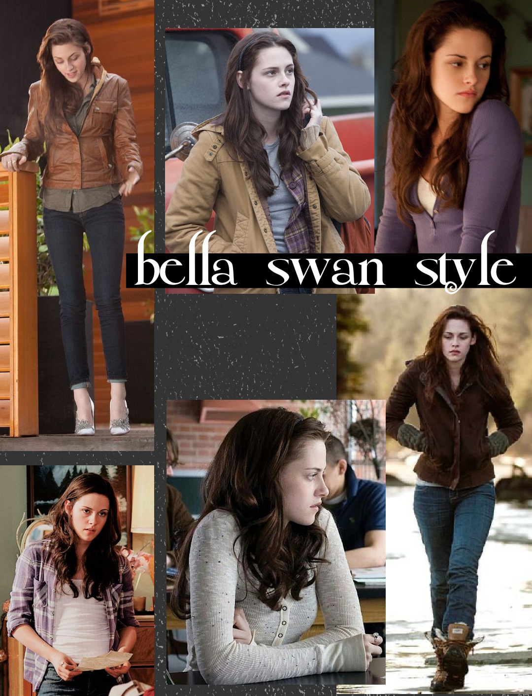 A collage of Bella Swan Outfits from Twilight