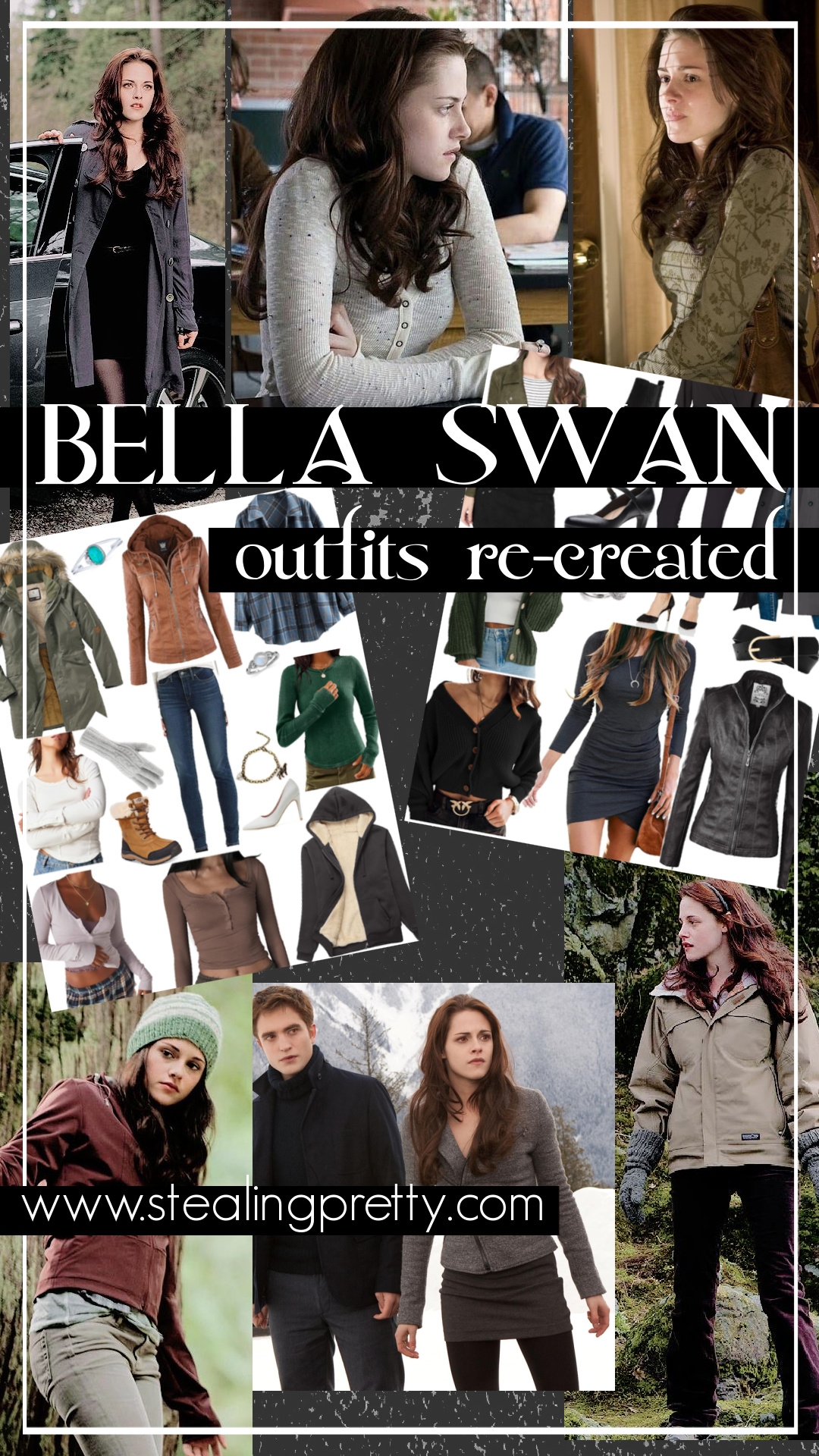 A collage of scenes from Twilight for Bella Swan Outfits