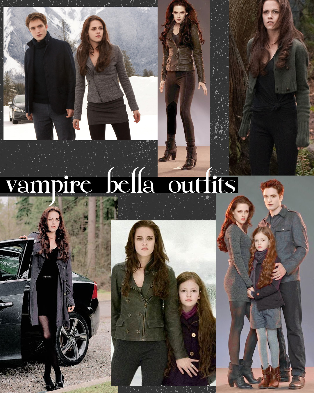 A collage of scenes from Twilight for Bella Swan Outfits