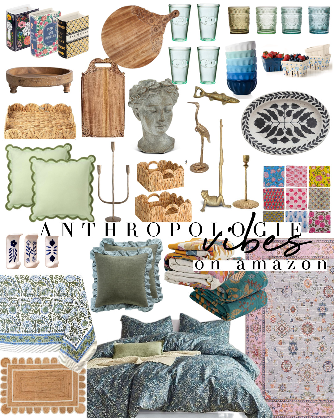 Collage of Anthropologie Dupes on Amazon