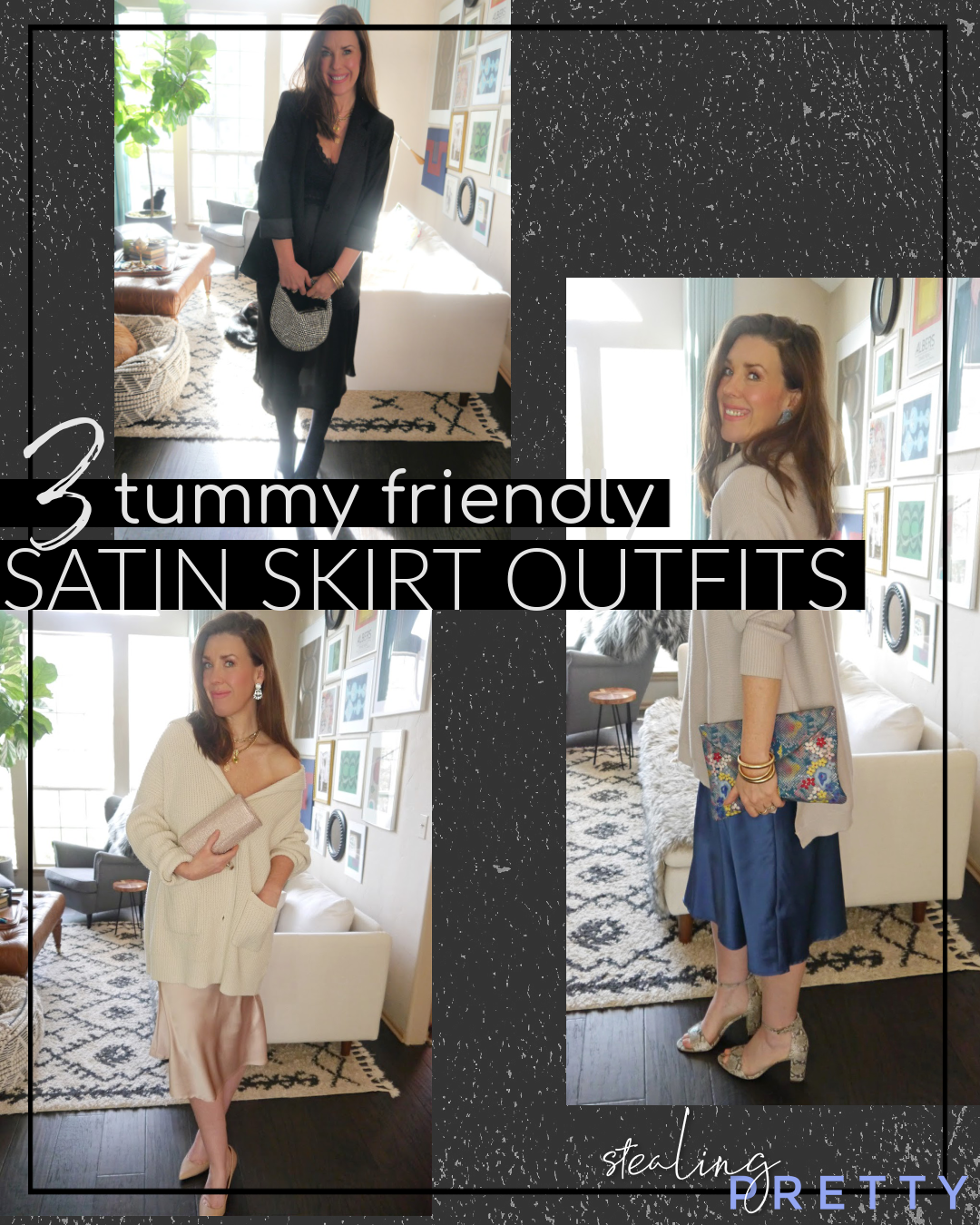 Satin Skirt Outfits Collage