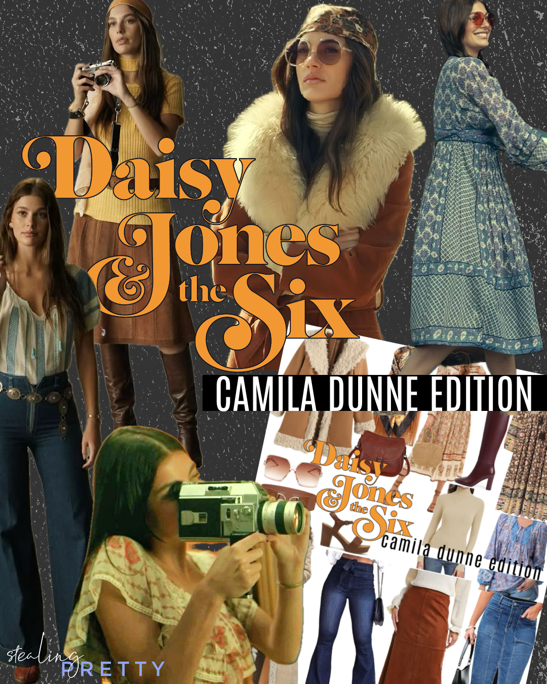 Collage of Camila Dunne from Daisy Jones and the Six